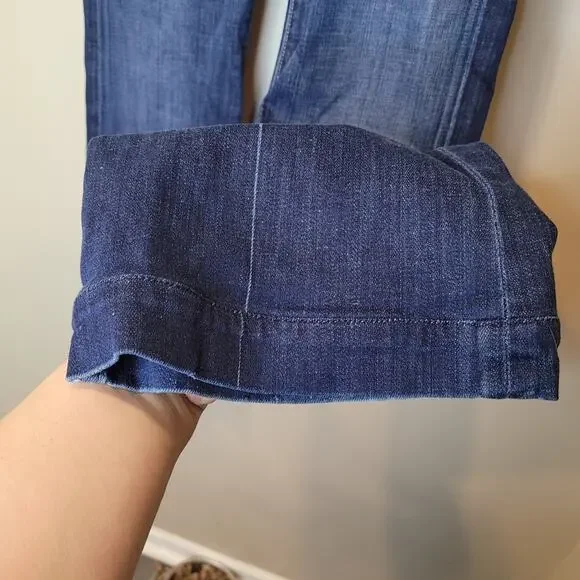 7 For All Mankind Womens Dojo Blue Denim Low Rise Flare Jeans Size 28 - Picture 10 of 16